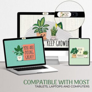 MESMOS Laptop Camera Cover Slider Cute, Webcam Cover Slide, Laptop Accessories, Computer iPad Accessories, Fits MacBook Pro & Air, iPhone, iMac Echo (Plants (Large Size))