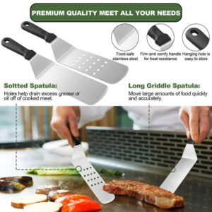 Mibote Stainless Steel Griddle Tool Kit, Compact Outdoor BBQ Toolkit - Set of 30