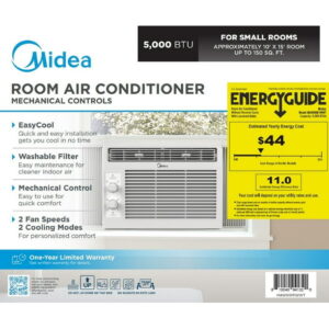Midea 5,000 BTU 150 Sq ft Mechanical Window Air Conditioner, White, MAW05M1WWT, New