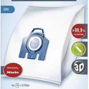 Miele Original AirClean 3D Efficiency GN Dust Bags for Vacuum Cleaners, 4 x Dust Bags, 1 x Motor Protection, 2 x Exhaust Filters - 10123210
