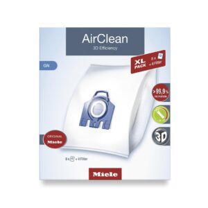 Miele Original AirClean 3D Efficiency GN Dust Bags for Vacuum Cleaners, 8 x Dust Bags, 2 x Motor Protection, 2 x Exhaust Filters, Value Pack-10455150