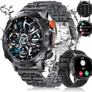Military Smart Watch for Men(Answer/Dial Calls),1.43" AMOLED Always-on Display,Fitness Tracker 126+ Sports Modes/IP68/Heart Rate/Sleep/SpO2/Blood