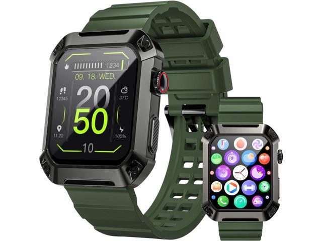 Military Smart Watches for Men - 5ATM/IP68K Waterproof, Blood Oxygen, Heart Rate, Sleep Monitor, Fitness Tracker Rugged Smart Watch for Compatible