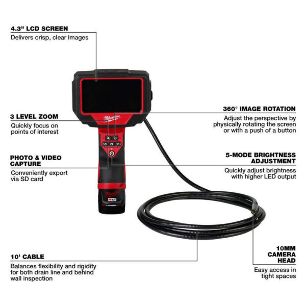 Milwaukee 2324-21 M12 12V 360 Cordless M-Spector 10' Inspection Camera