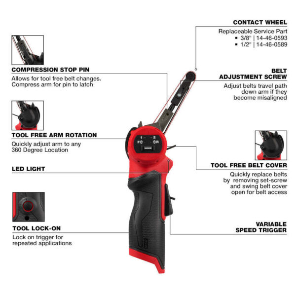 Milwaukee 2483-20 12V M12 Cordless Bandfile – Bare Tool