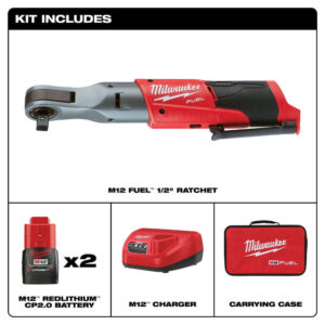 Milwaukee 2558-22 M12 FUEL 12V 1/2-Inch 60-Ft-Lbs. Li-Ion Cordless Ratchet Kit