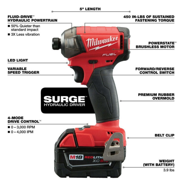 Milwaukee 2760-20 M18 FUEL 18V 1/4-Inch Surge Hex Hydraulic Driver-Bare Tool
