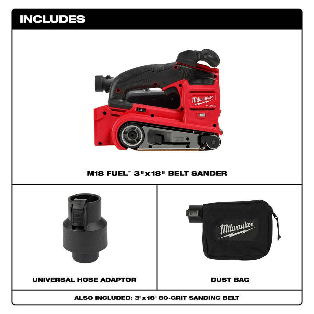 Milwaukee 2832-20 M18 FUEL 18V 3" x 18" Cordless Li-Ion Belt Sander - Bare Tool