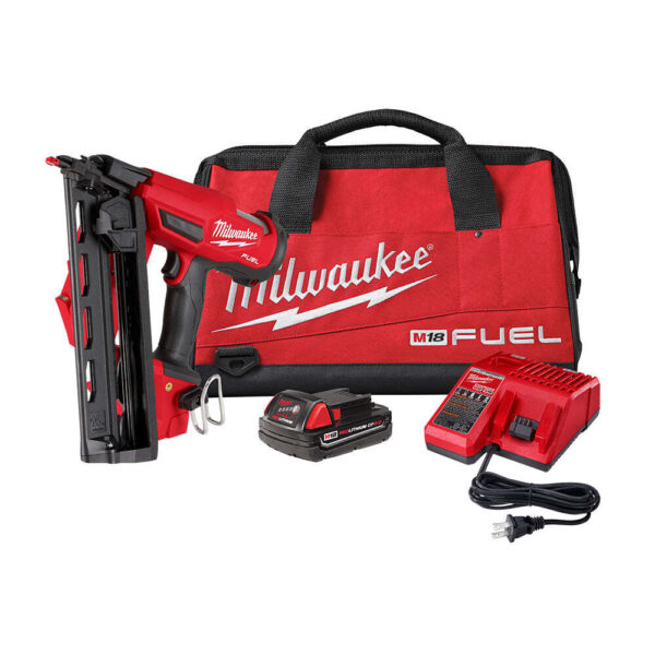 Milwaukee 2841-21CT M18 FUEL 18V 16 Guage Cordless Angled Finish Nailer Kit Milwaukee 2841-21CT M18 FUEL 18V 16 Guage Cordless Angled Finish Nailer Kit