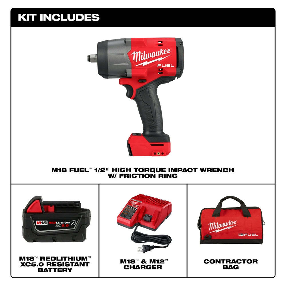 Milwaukee 2967-21B M18 FUEL 18V 1/2" High Torque Impact Wrench Kit
