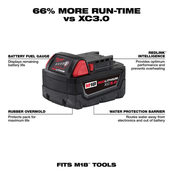 Milwaukee 48-11-1852 M18 18V 5.0Ah REDLITHIUM XC Extended Battery - 2pk
