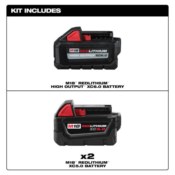 Milwaukee 48-11-1856 M18 18V REDLITHIUM HIGH OUTPUT XC6.0 & XC5.0 Battery - 3 PK