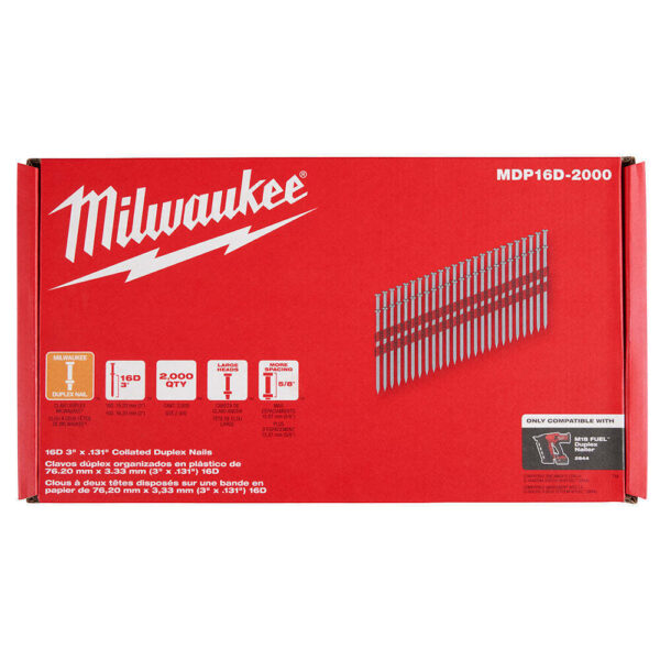 Milwaukee MDP16D-2000 3" x .131" 16D Collated Duplex Nails