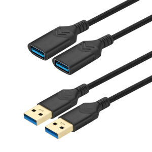 Mimifly USB 3.0 Extension Cable 2FT, [2 Pack] USB A Male to A Female Extender Cord for Printer/Scanner/Playstation/Xbox/Flash Drive/Hard Drive, Black