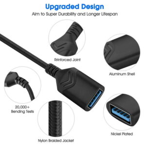 Mimifly USB 3.0 Extension Cable 5FT, [2 Pack] USB A Male to A Female Extender Cord for Printer/Scanner/Playstation/Xbox/Flash Drive/Hard Drive, Blue