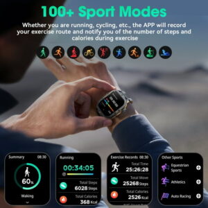Mingwear 2.01-inch Military Smartwatch for Men with Fitness Tracker, Answer/Make Calls/100+ Sport Modes, IP68 Waterproof, Hiking Travel Pedometer Watch compatible with Android...