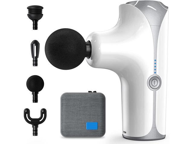 Mini Massage Gun, CORN Deep Tissue Percussion Muscle Massager Handheld Electric Massager for Athletes with 4 Heads and 5 Modes, Portable Size, Long