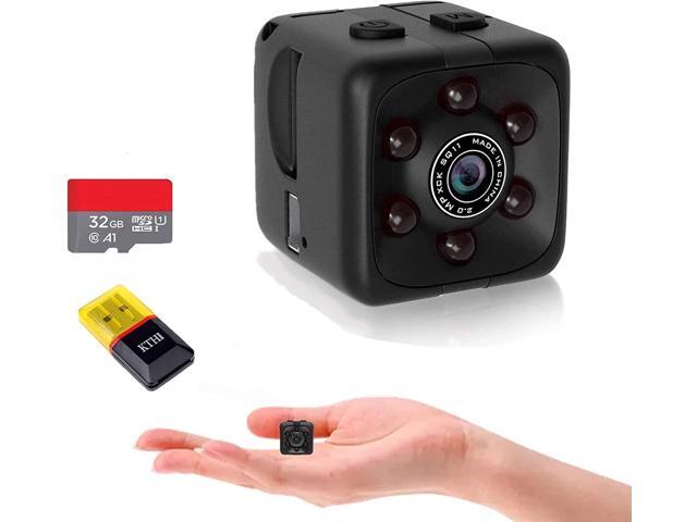 Mini Spy Camera Include 32G SD Card Hidden Camera HD Audio and Video Recording, Night Vision Motion Detection, Surveillance Camera Small Dog Camera