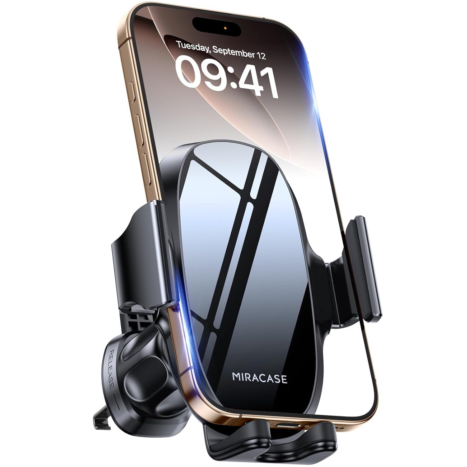 Miracase Phone Holder for Car Air Vent【Stability via Clip & Metal Hook】 Car Phone Holder Mount, 360°Cell Phone Holder Car Mount Fits iPhone 16 15 Pro Max 14 Samsung and All Phones