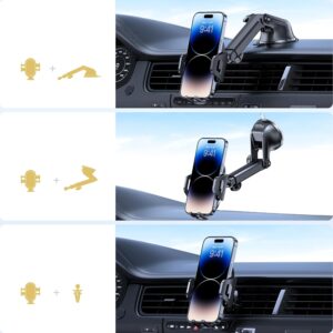 Miracase Phone Holders for Your Car, Multifunctional Car Phone Holder with Suction Cup Base, Hands Free Universal Cell Phone Car Mount, Automobile Phone Mount Car for iPhone...