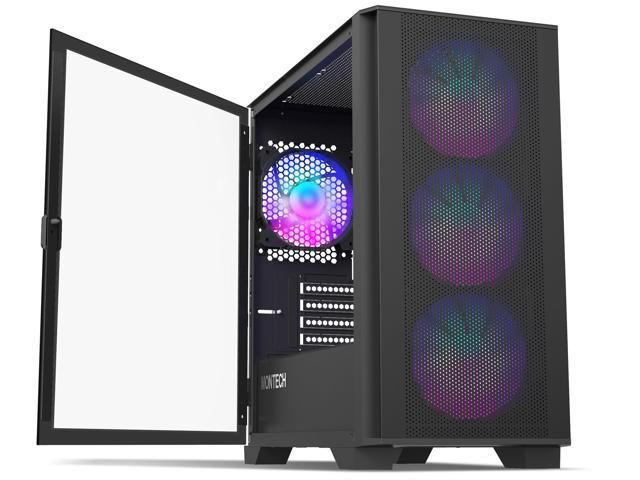 Montech AIR 100 ARGB MICRO-ATX Tower with Four ARGB Fans Pre Installed, Ultra-Minimalist Design, Fine Mesh Front Panel, High Airflow, Unique Side