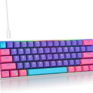 Mosptnspg Protable 60% Percent Gaming Keyboard Mechanical, Mini Compact RGB Backlit 61 Keys Wired Office Keyboard with red Switch for Mac/Win