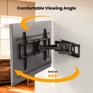 MountFTV Full Motion TV Wall Mount for 37-84 inch Curved TVs with Swivels Tilts Extension, Max 600x400mm, Holds up to 110lbs, Fit 16" Wood Stud