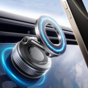 MRGLAS 2025 Upgraded Vacuum Magnetic Phone Holders for Your Car, 360° Adjustable Foldable Magsafe Suction Cup Phone Mount for iPhone [89+LBS Suction+2800gf Magnet] Car Truck...