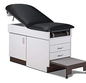 MSEC by Clinton, Family Practice Exam Table with Integrated Step Stool, Stirrups and Paper Dispenser Included - Black, 72" L x 31" H x 30" W