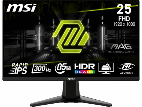 MSI 25" 300 Hz Rapid IPS FHD Monitor 0.5ms Adaptive Sync 1920 x 1080 MAG 255XF MSI 25" 300 Hz Rapid IPS FHD Monitor 0.5ms Adaptive Sync 1920 x 1080 MAG 255XF