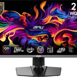 MSI MPG 271QRX QD-OLED 27" 16:9, QD-OLED Gaming Monitor, 360Hz 0.03ms, 2560 x 1440 (WQHD), Height Adjustable Arm, RGB, AI ENGINE