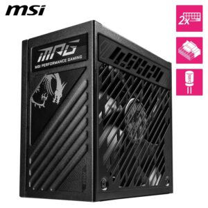 MSI MPG A1000GS PCIE 5.1 ATX 3.1 Gaming Power Supply - Full Modular - 80 Plus Gold Certified 1000W - 100% Japanese 105°C Capacitors - Dual 12V-2x6 - ATX PSU - 10 Year Warranty