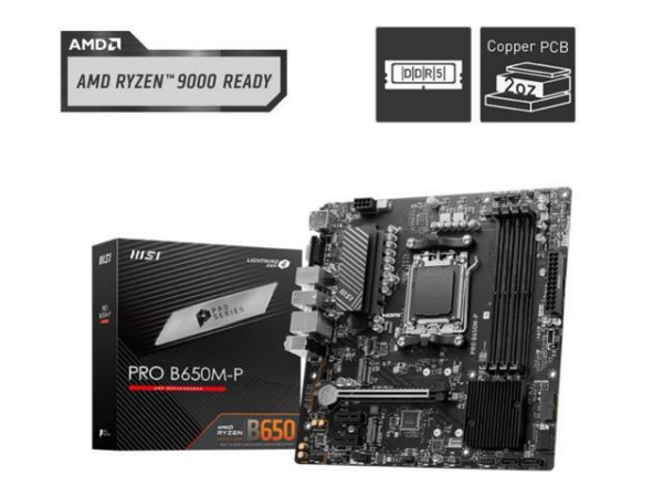 MSI PRO B650M-P AM5 Ryzen 7000 DDR5 SATA 6G 2x M.2 2.5G LAN 7.1 Audio mATX Motherboard MSI PRO B650M-P AM5 Ryzen 7000 DDR5 SATA 6G 2x M.2 2.5G LAN 7.1 Audio mATX Motherboard
