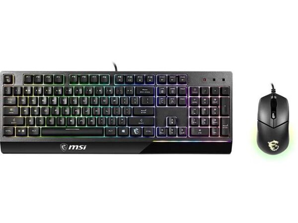 MSI Vigor GK30 Gaming Keyboard & GM11 Gaming Mouse Combo - Mechanical Membrane Switches, 6-Zone RGB, Water Repellent & Splash-Proof, 5000 DPI - Black MSI Vigor GK30 Gaming Keyboard & GM11 Gaming Mouse Combo - Mechanical Membrane Switches, 6-Zone RGB, Water Repellent & Splash-Proof, 5000 DPI - Black