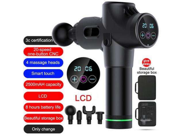 Muscle Massage Gun, Handheld Tissue Massager, Cordless Electric Percussion Massager with 4 Heads and 20 Adjustable Speeds for Muscles, Back, Foot,
