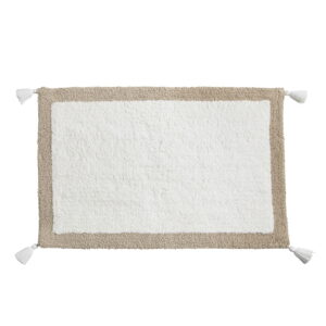 My Texas House Taupe Border Cotton Bath Rug with Tassels, 20" x 30"