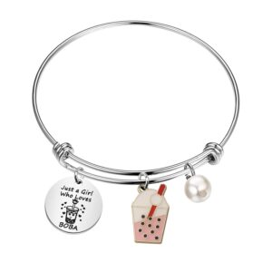 MYOSPARK Milk Tea Jewelry Drinks Lover Gift Bubble Girl Gift Just a Girl Who Loves Bubble Keychain