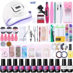 Nail Art Manicure Set With UV LED Lamp Nail Dryer Gel Polish Soak Off Electric Drill Machine Acrylic Nail Tools Kit #1582