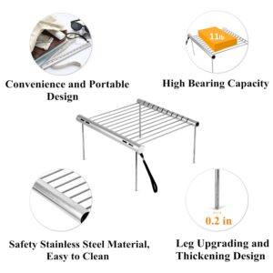NASHRIO Portable Camping Grill, Folding Compact Stainless Steel Charcoal Barbeque Grill for Picnics, Backpacking, Backyards, Survival