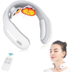 Neck Massager with Heated,Intelligent Portable Electric Neck Massage Equipment with 3 Modes and 15 Speeds for Office, Home,Travel, Gifts for Women Men