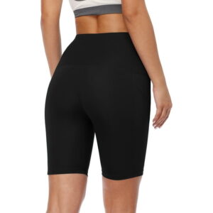 NELEUS Womens High Waist Yoga Shorts for Bike Compression Two Side Pockets 3 Packs,Black,US Size 3XL