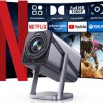 [Netflix-Officially/20W Dolby Audio] Portable Projector with WiFi 6 & Two-Way Bluetooth, 360°Rotation iWIMIUS S29 Native 1080P 600ANSI 4k Projector, Electric Focus 4D/4P Auto...