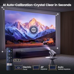[Netflix-Officially/20W Dolby Audio] Portable Projector with WiFi 6 & Two-Way Bluetooth, 360°Rotation iWIMIUS S29 Native 1080P 600ANSI 4k Projector, Electric Focus 4D/4P Auto...
