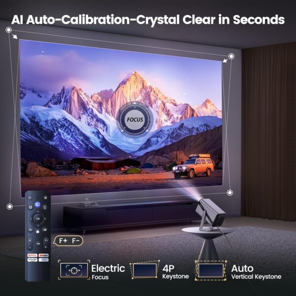 [Netflix-Officially/20W Dolby Audio] Portable Projector with WiFi 6 & Two-Way Bluetooth, 360°Rotation iWIMIUS S29 Native 1080P 600ANSI 4k Projector, Electric Focus 4D/4P Auto...
