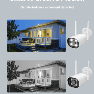Netvue Outdoor Security Cameras, Surveillance Camera Wireless WiFi with 1080p Color Night Vision Siren Alarm, White