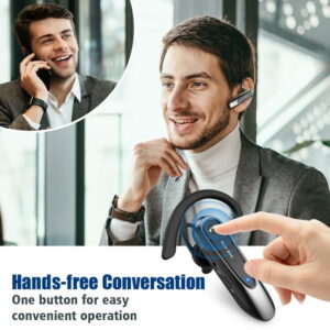 New Bee Bluetooth 5.0 Wireless Earpiece Headset with Microphone for iPhone Android, 20H Talk Time 180D Standby, Hands-Free for Business Trucker Driver, Black