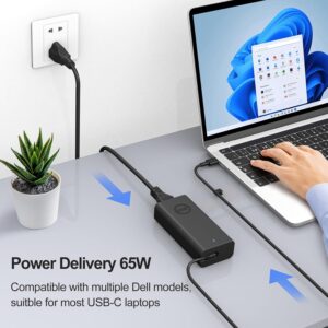 New Slim 65W Dell Laptop Charger USB C - For Latitude 5420/5520/7420/7430/7480/7490 & Inspiron 14/16/7620/2in1 Chromebook 3100 & XPS 13 LA65NM190