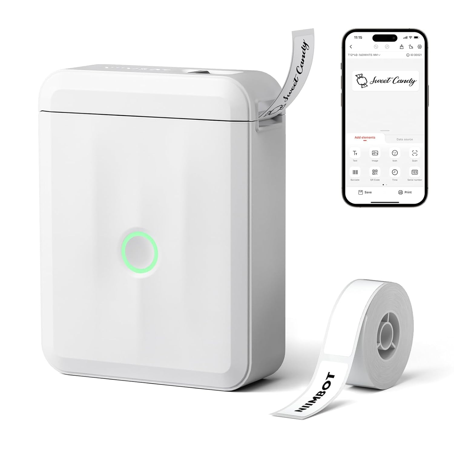 NIIMBOT D110 Mini Label Maker Machine with Tape(Pre-Cut Size 12x40mm), Portable Bluetooth Sticker Printer, Inkless Automatic Feeding One-Touch Custom Printing, Compatible with...