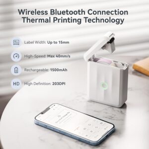 NIIMBOT D110 Mini Label Maker Machine with Tape(Pre-Cut Size 12x40mm), Portable Bluetooth Sticker Printer, Inkless Automatic Feeding One-Touch Custom Printing, Compatible with...