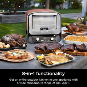 Ninja Woodfire Outdoor Pizza Oven, 8-in-1 Portable Electric Roaster Oven, Heats up to 700°F, 5 Artisan Pizza Settings, Integrated BBQ Smoker Box, Includes Flavored Wood Pellets,...